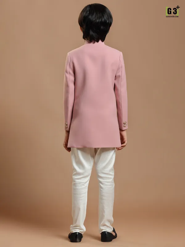 Wedding wear baby pink color terry rayon indowestern