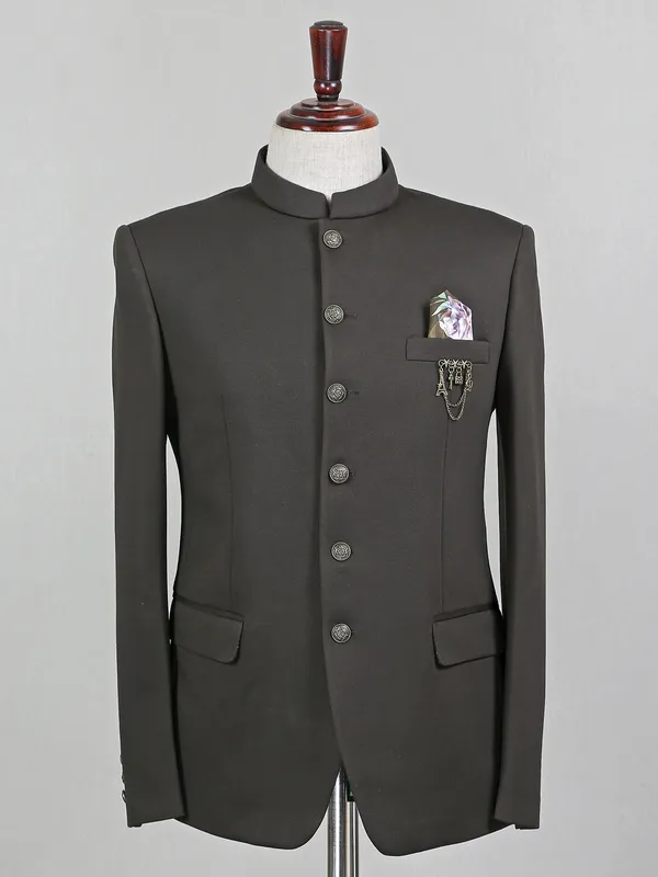 Wedding wear dark olive terry rayon jodhpuri blazer