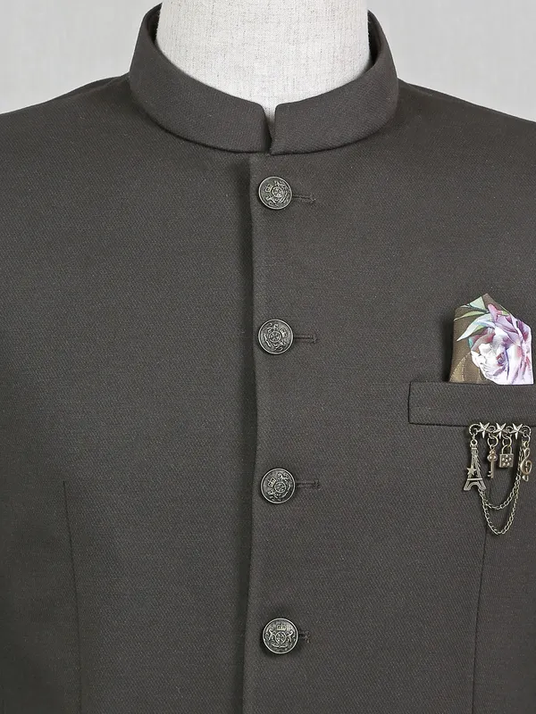Wedding wear dark olive terry rayon jodhpuri blazer