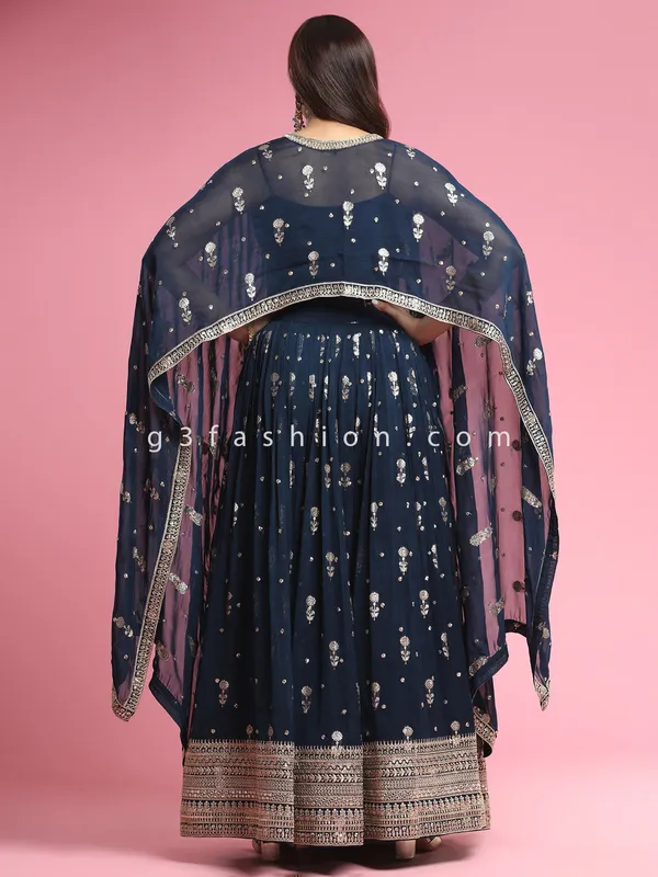 Wedding wear designer indo western suit in navy blue