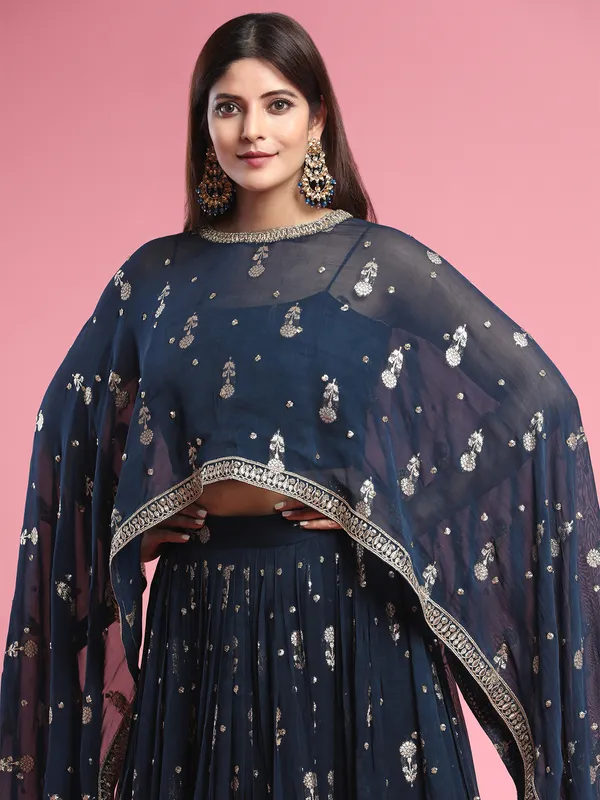 Wedding wear designer indo western suit in navy blue