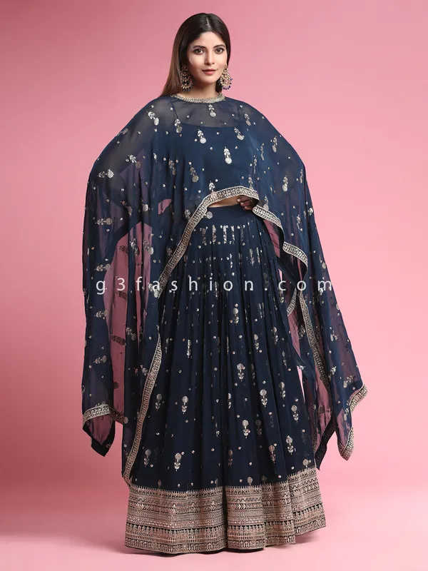 Wedding wear designer indo western suit in navy blue