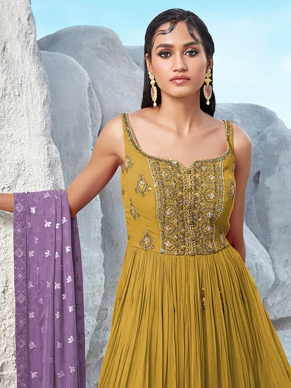 Wedding wear georgette palazzo suit in yellow