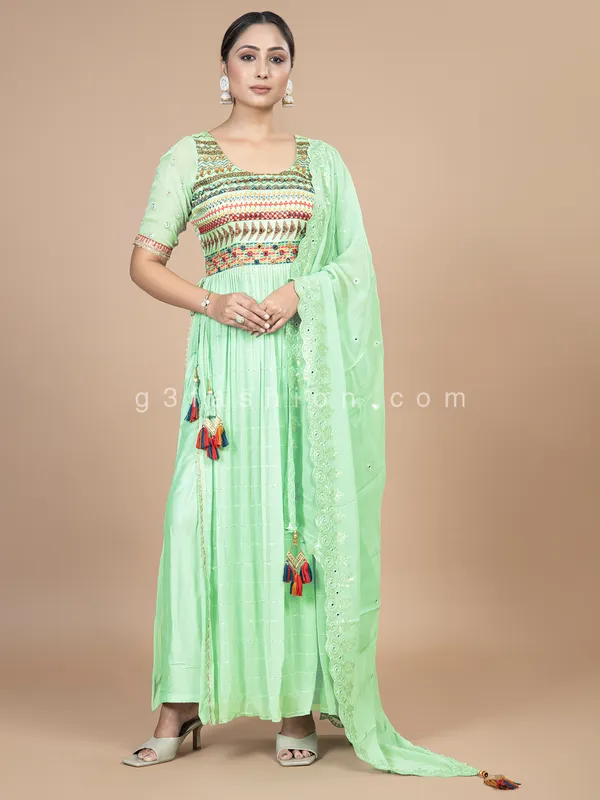 Wedding wear georgette pista green palazzo suit