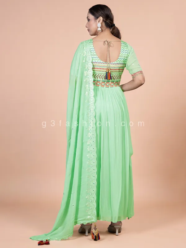 Wedding wear georgette pista green palazzo suit