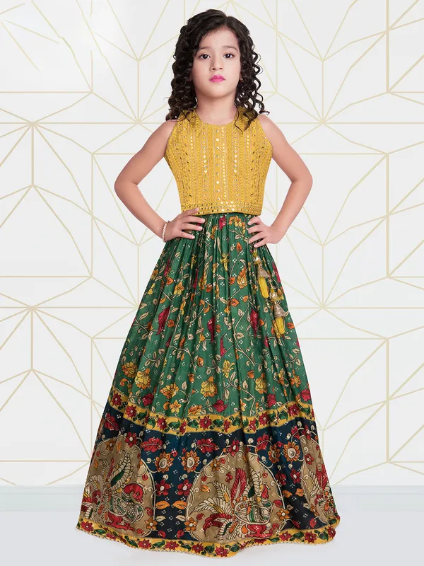 Wedding wear green hued lehenga choli in georgette
