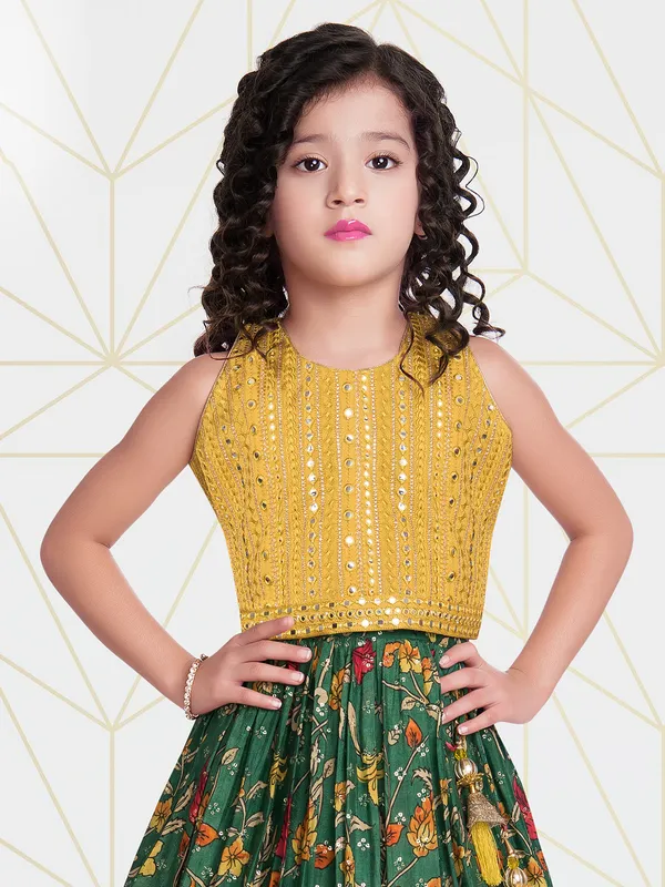 Wedding wear green hued lehenga choli in georgette
