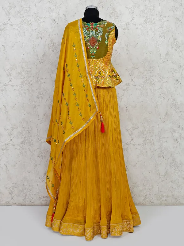 Wedding wear mustard yellow silk lehenga salwar suit