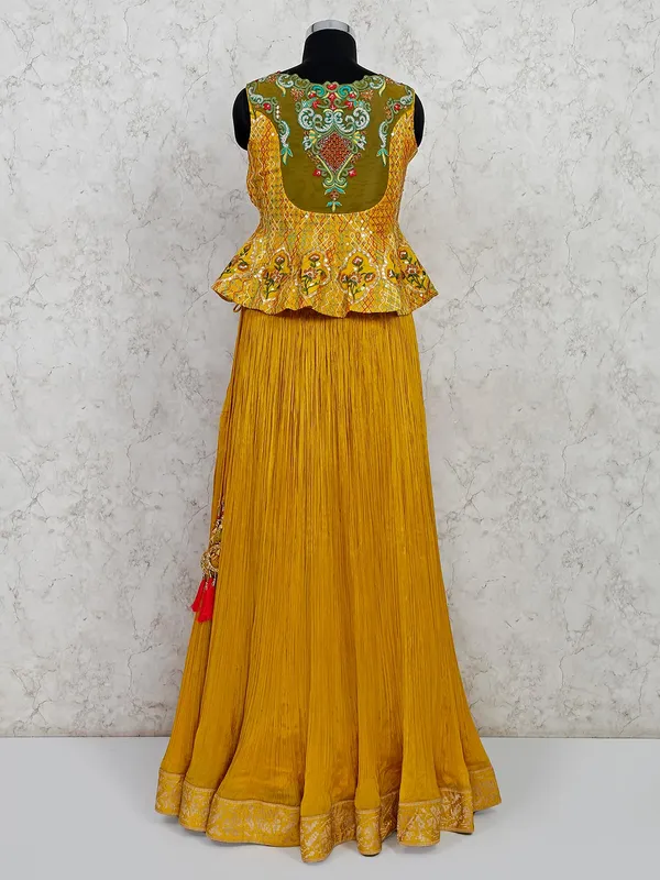 Wedding wear mustard yellow silk lehenga salwar suit