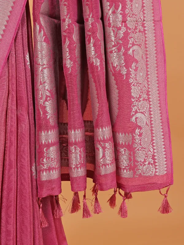 Wedding wear onion pink saree in silk