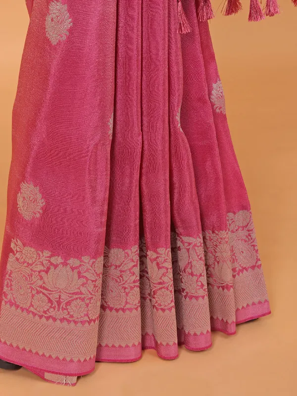 Wedding wear onion pink saree in silk