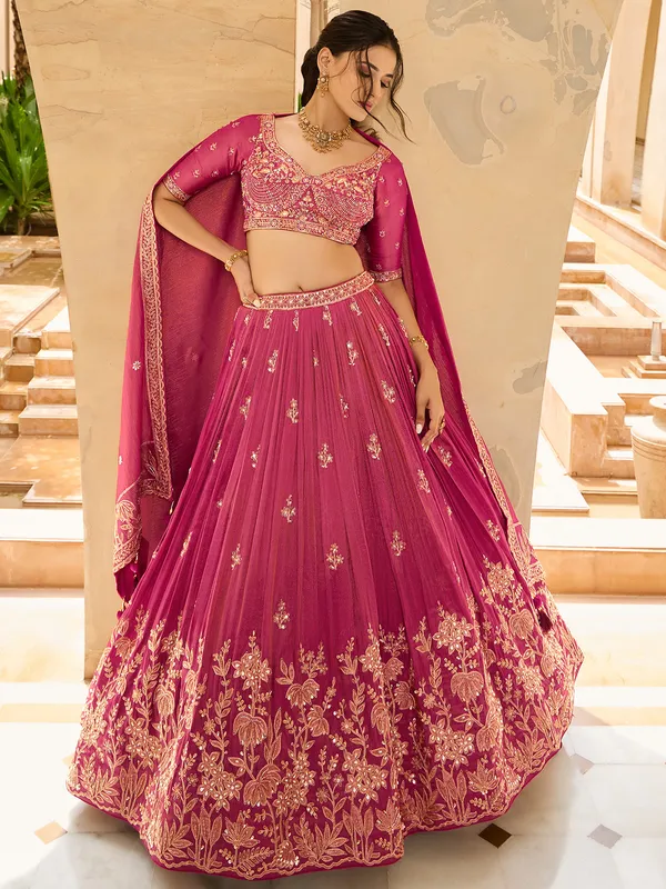 Wedding wear rani color lehenga choli