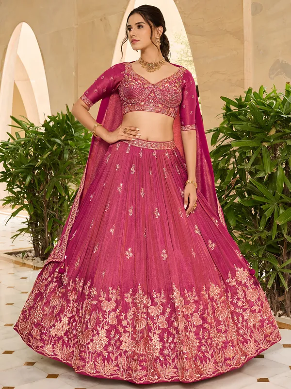 Wedding wear rani color lehenga choli