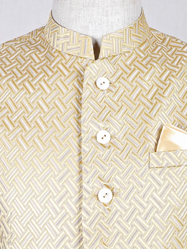 Wedding wear silk men waistcoat in yellow