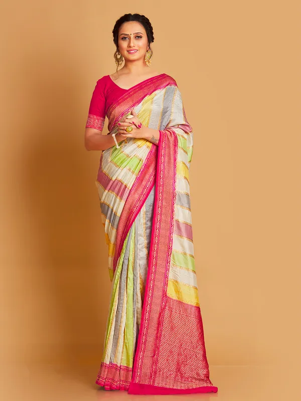 Wedding wear silk multi color saree