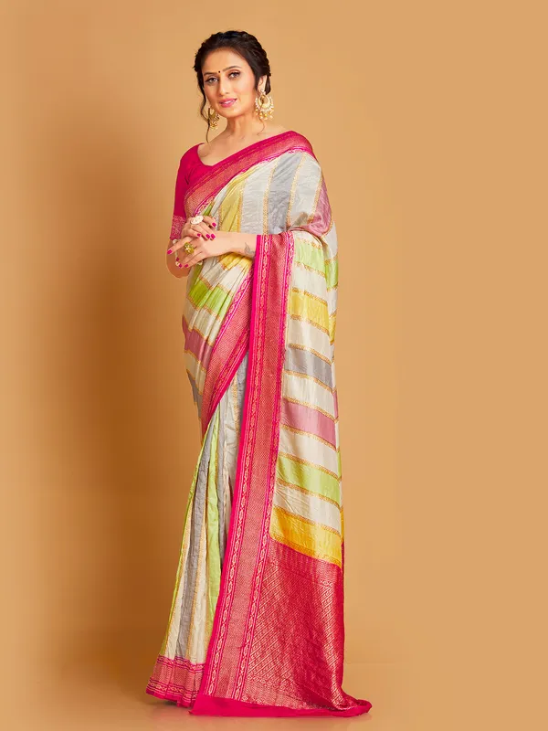 Wedding wear silk multi color saree