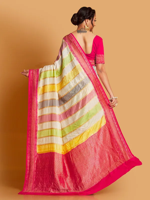 Wedding wear silk multi color saree