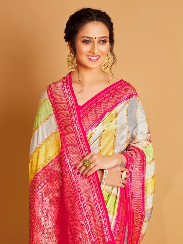 Wedding wear silk multi color saree