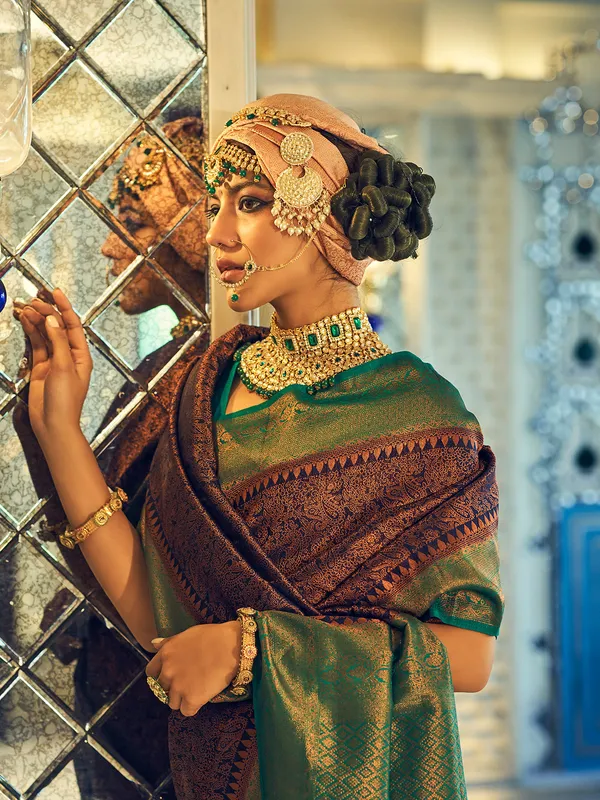 Wedding wear silk saree in brown
