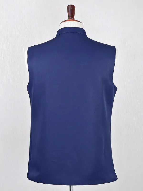 Wedding wear terry rayon dark blue waistcoat