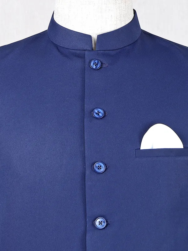 Wedding wear terry rayon dark blue waistcoat