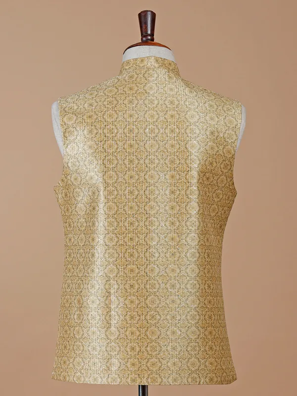 Wedding wear yellow shaded silk waistcoat