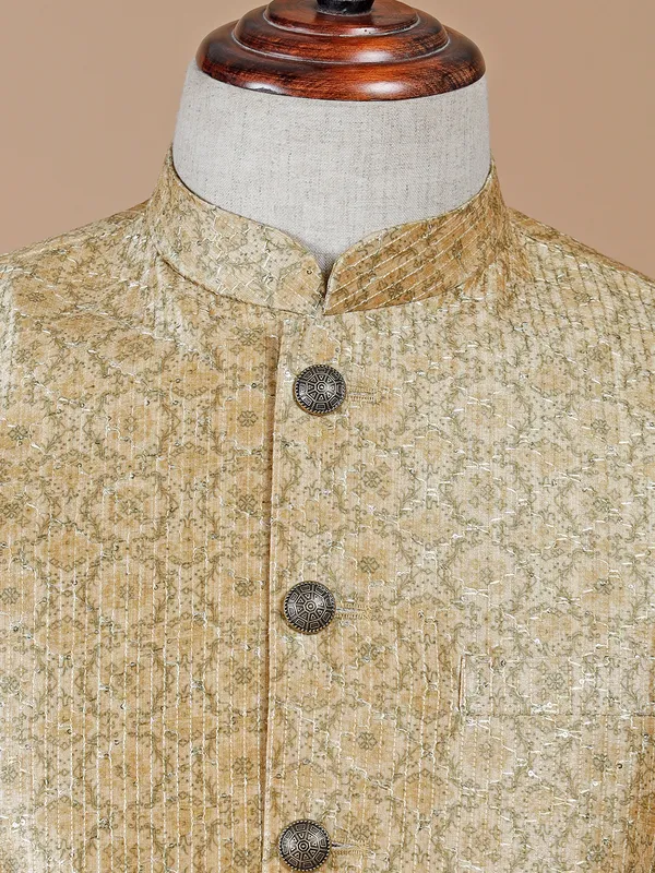 Wedding wear yellow shaded silk waistcoat