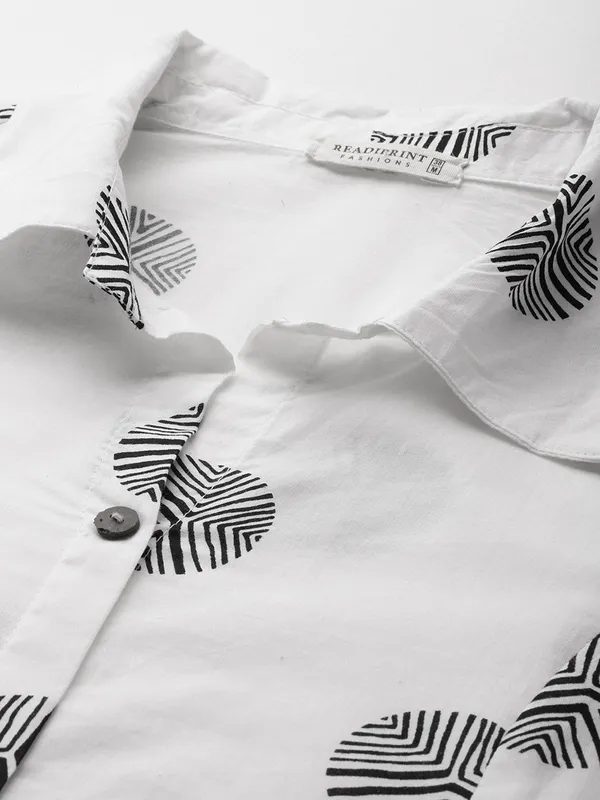 White and black kurti set for women in cotton silk