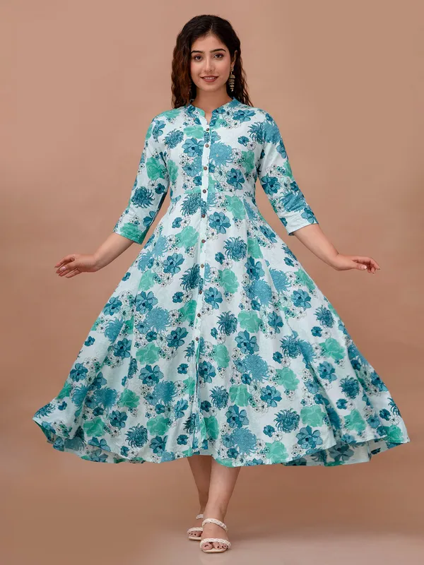 White and blue cotton kurti for casual