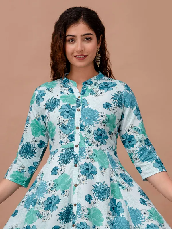 White and blue cotton kurti for casual