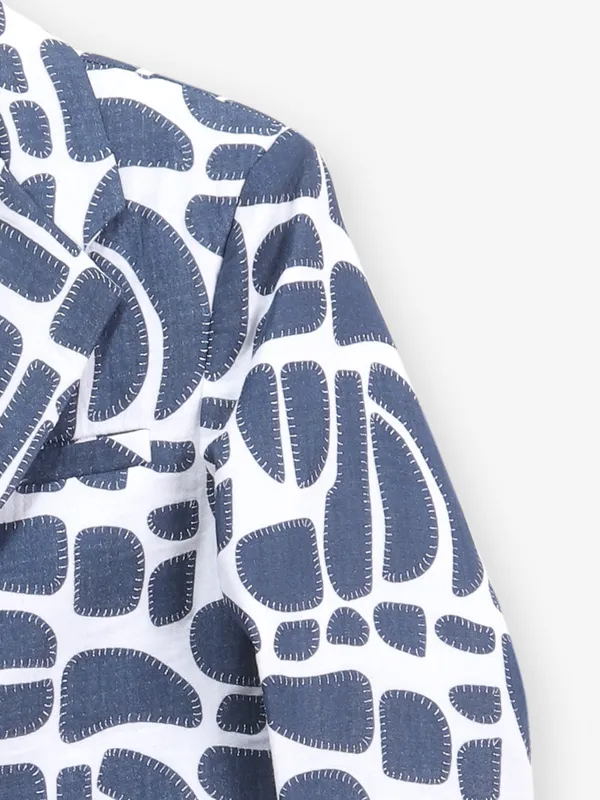 White and blue cotton party blazer