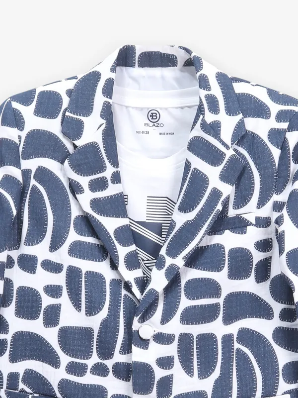 White and blue cotton party blazer
