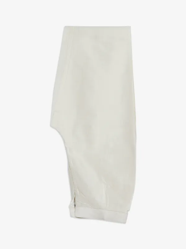 White and blue printed waistcoat set