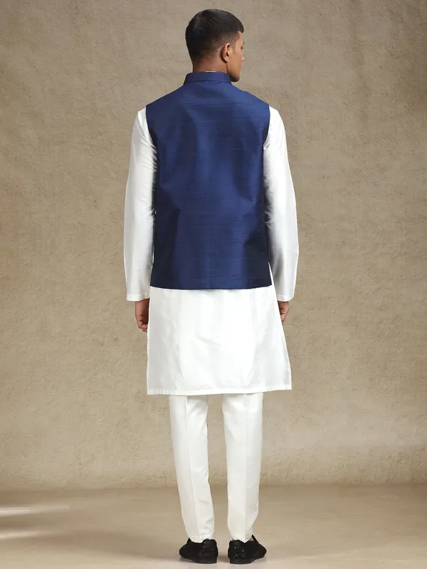White and navy waistcoat set for weddings and festivals