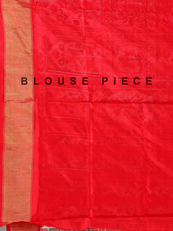 White and red zari weaving patola silk saree for wedding grace