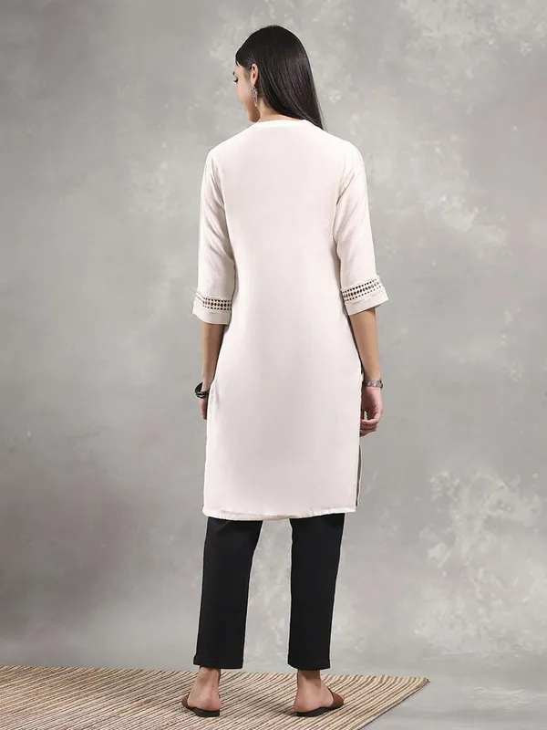 White casual wear cotton kurti for women