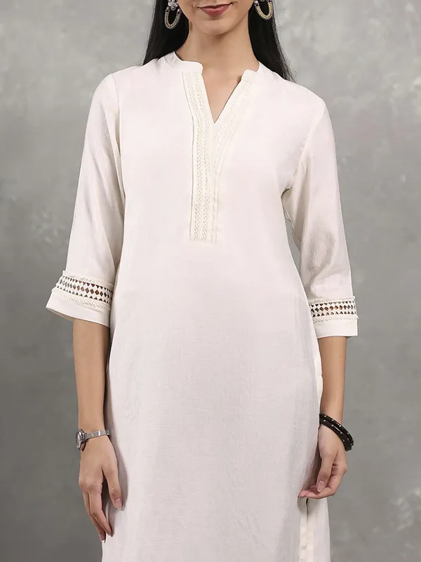 White casual wear cotton kurti for women