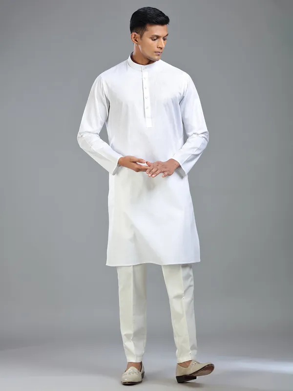 White classic ethnic stylish kurta suit for men