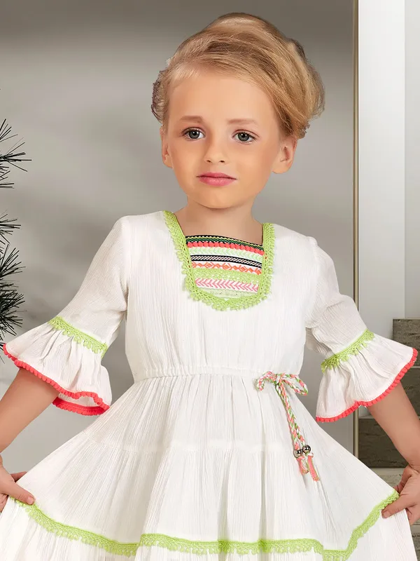 White cotton casual frock for girls