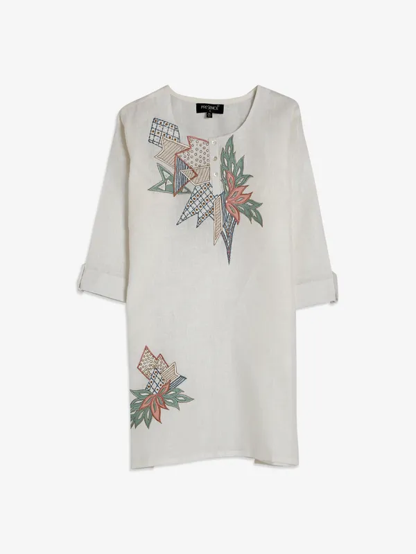 White cotton casual tunic top