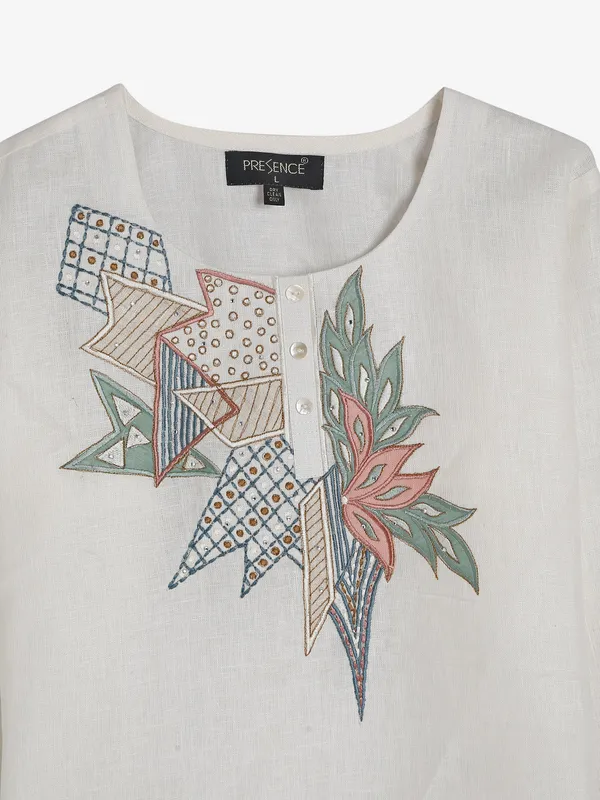 White cotton casual tunic top