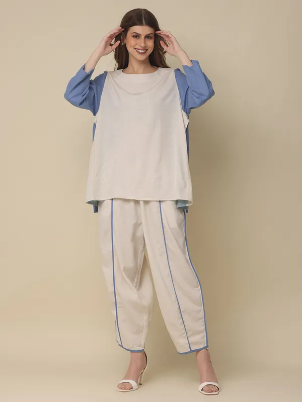 White cotton co ord set for women