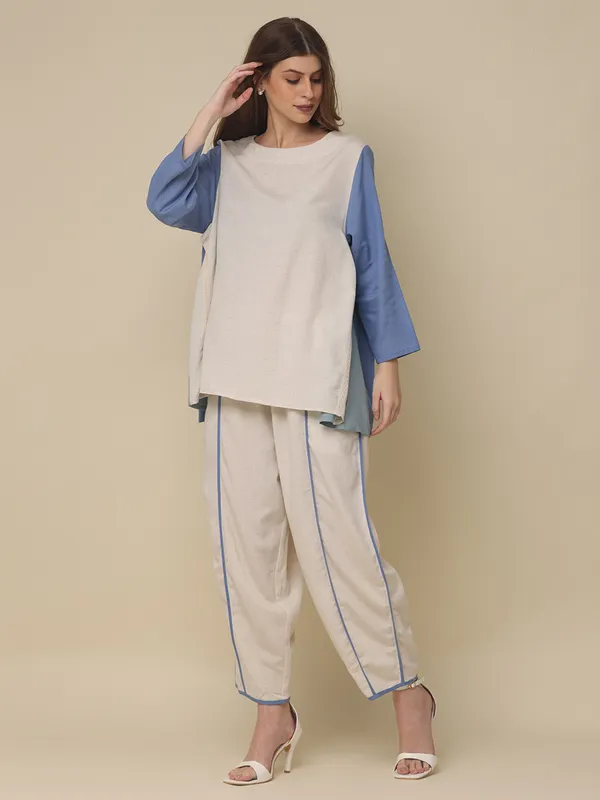 White cotton co ord set for women