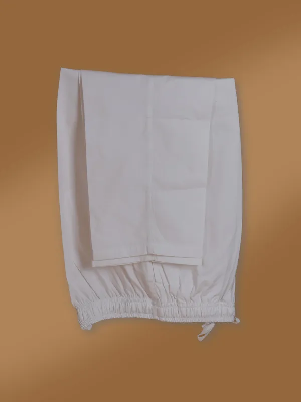 White cotton embroided kurta set for men