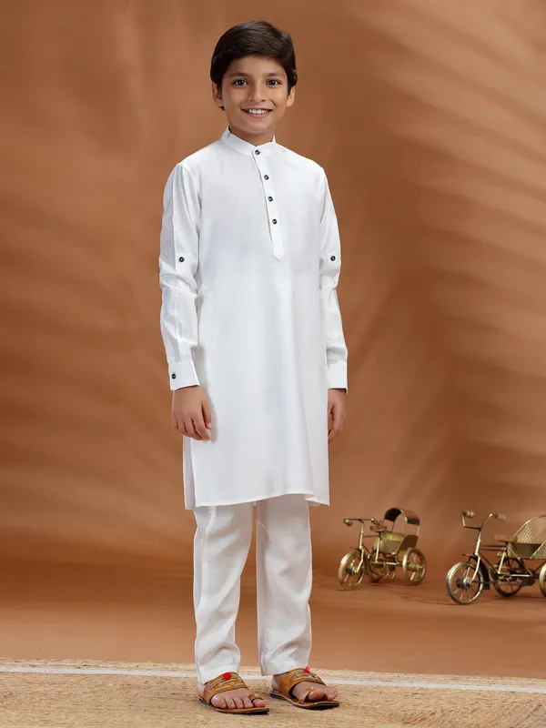 White cotton kurta pant set