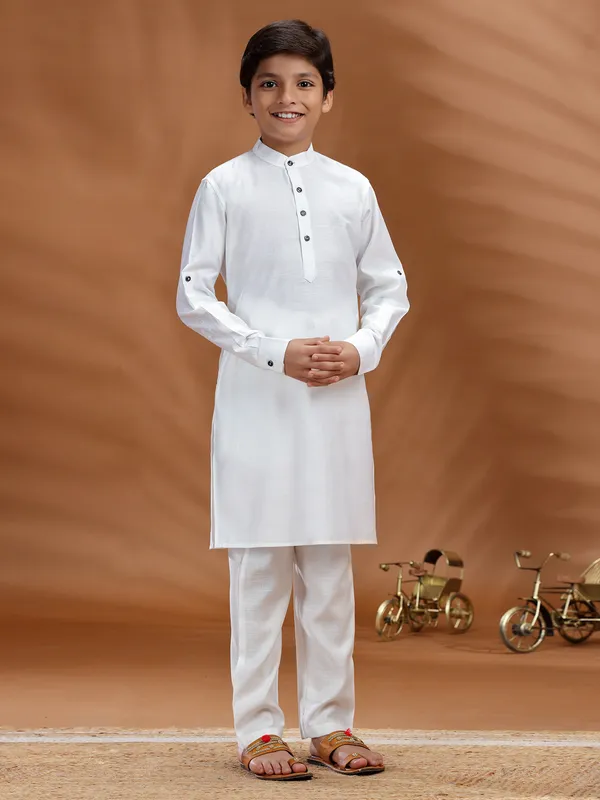 White cotton kurta pant set