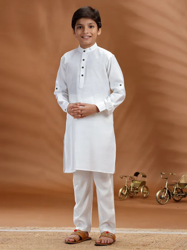 White cotton kurta pant set