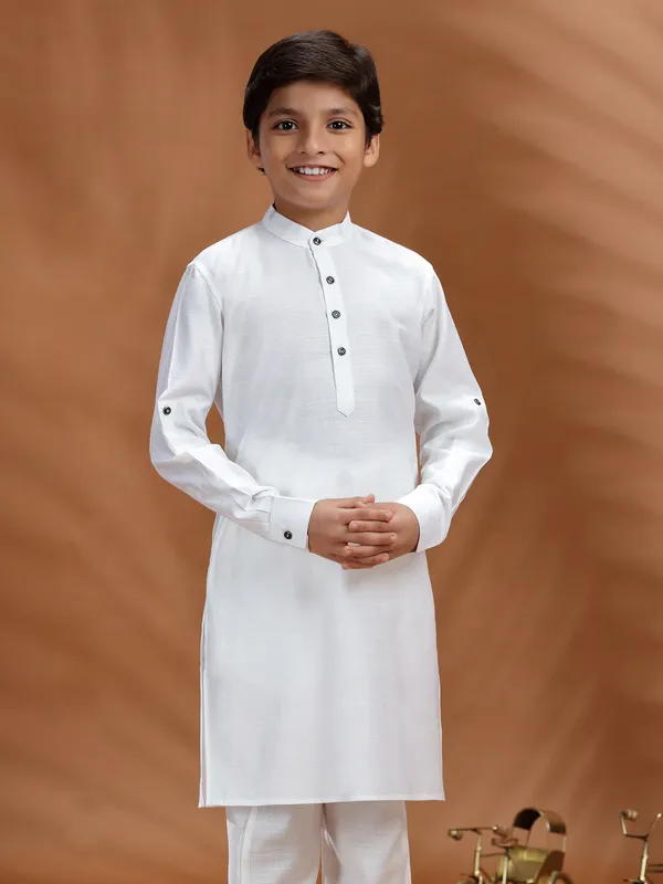 White cotton kurta pant set
