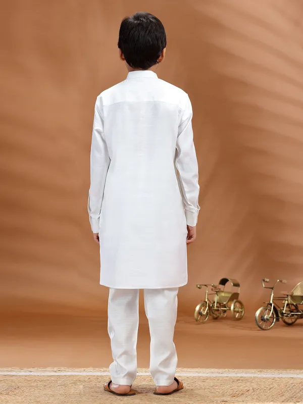 White cotton kurta pant set