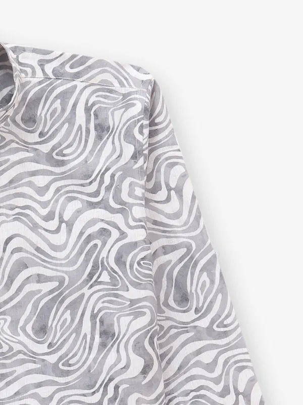 White cotton kurta style shirt for boys